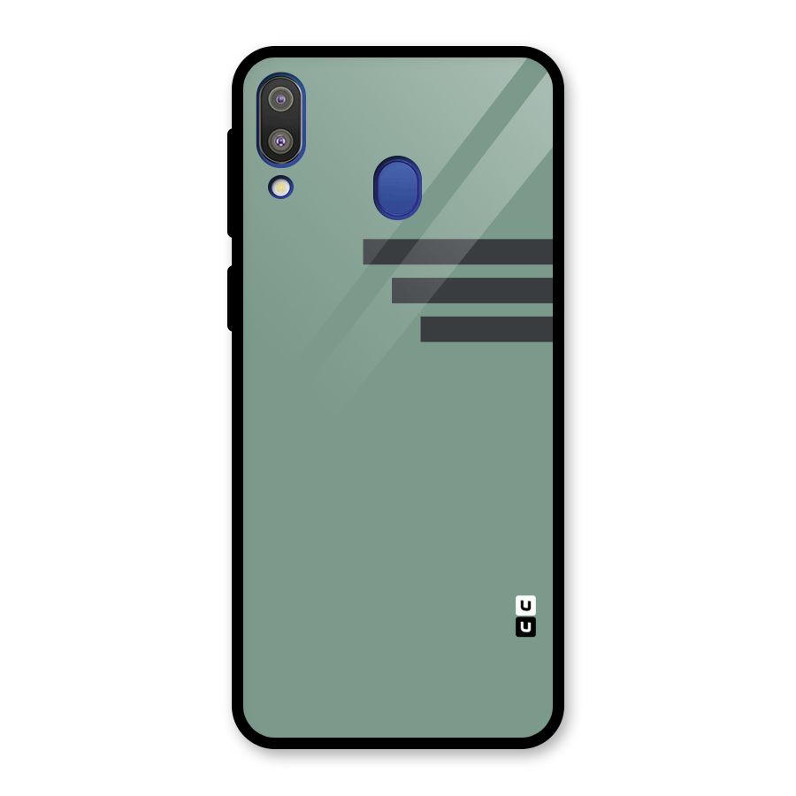 Solid Sports Stripe Glass Back Case for Galaxy M20