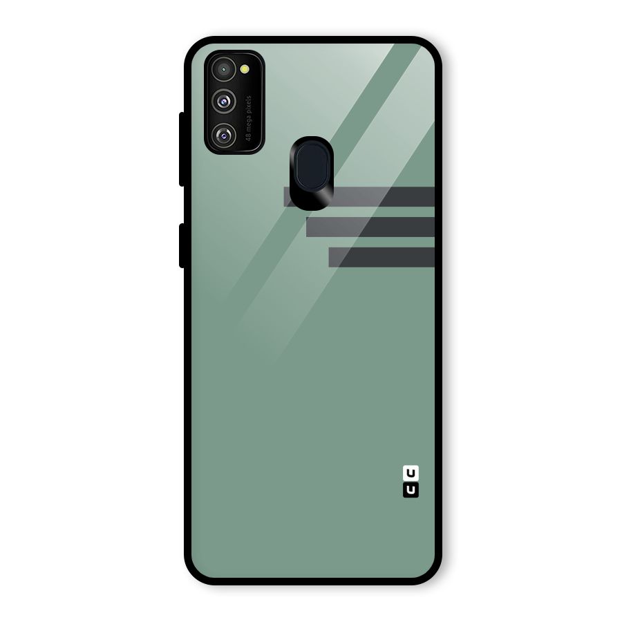 Solid Sports Stripe Glass Back Case for Galaxy M30s