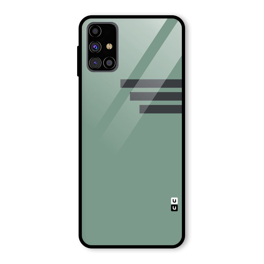 Solid Sports Stripe Glass Back Case for Galaxy M31s
