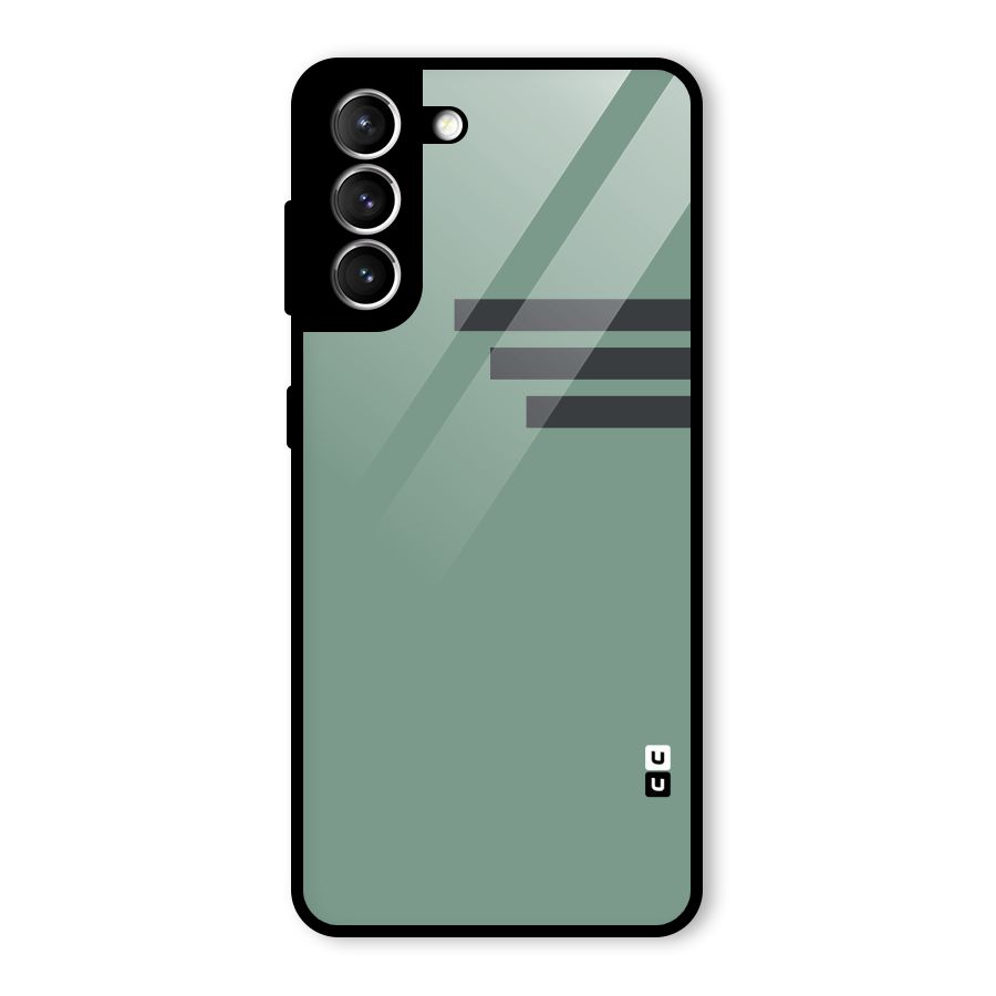 Solid Sports Stripe Glass Back Case for Galaxy S21 5G