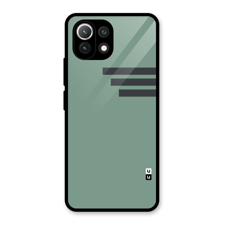 Solid Sports Stripe Glass Back Case for Mi 11 Lite