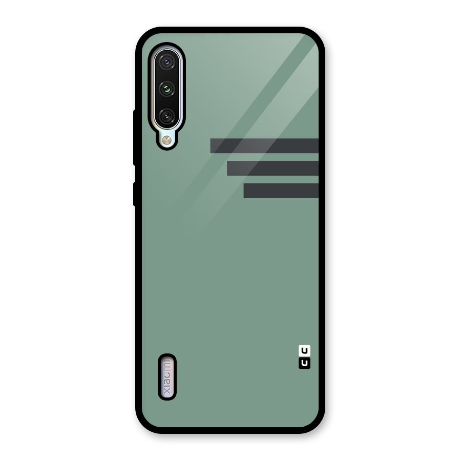 Solid Sports Stripe Glass Back Case for Mi A3