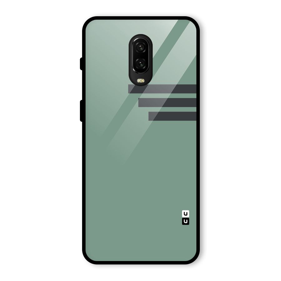 Solid Sports Stripe Glass Back Case for OnePlus 6T
