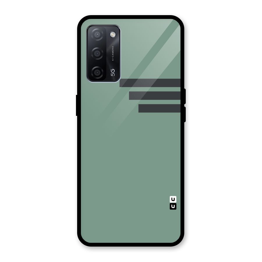 Solid Sports Stripe Glass Back Case for Oppo A53s 5G