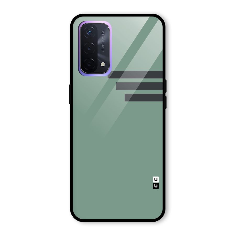 Solid Sports Stripe Glass Back Case for Oppo A74 5G