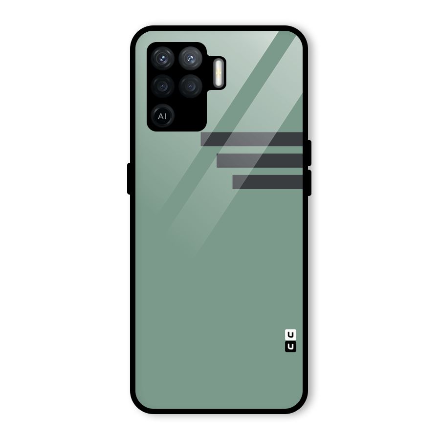 Solid Sports Stripe Glass Back Case for Oppo F19 Pro