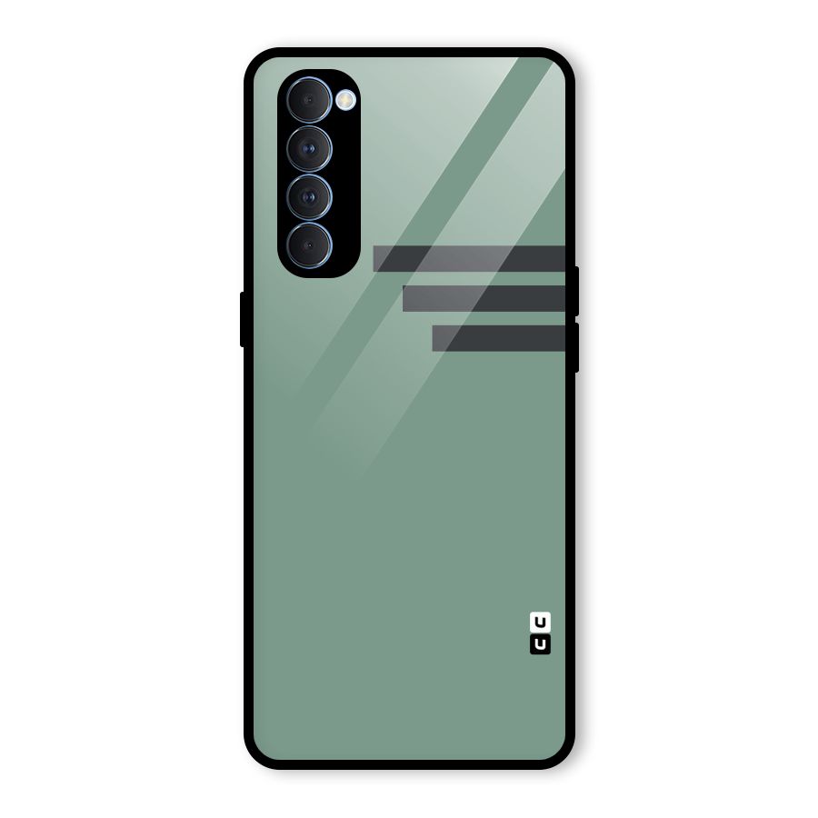 Solid Sports Stripe Glass Back Case for Oppo Reno4 Pro