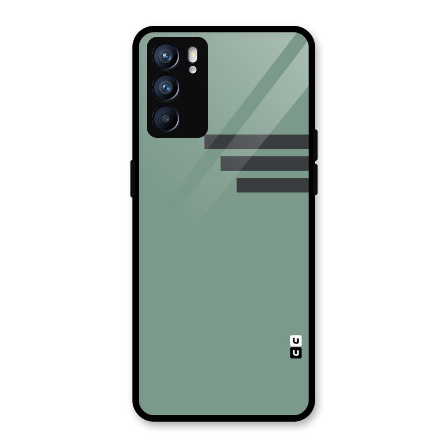 Solid Sports Stripe Glass Back Case for Oppo Reno6 5G