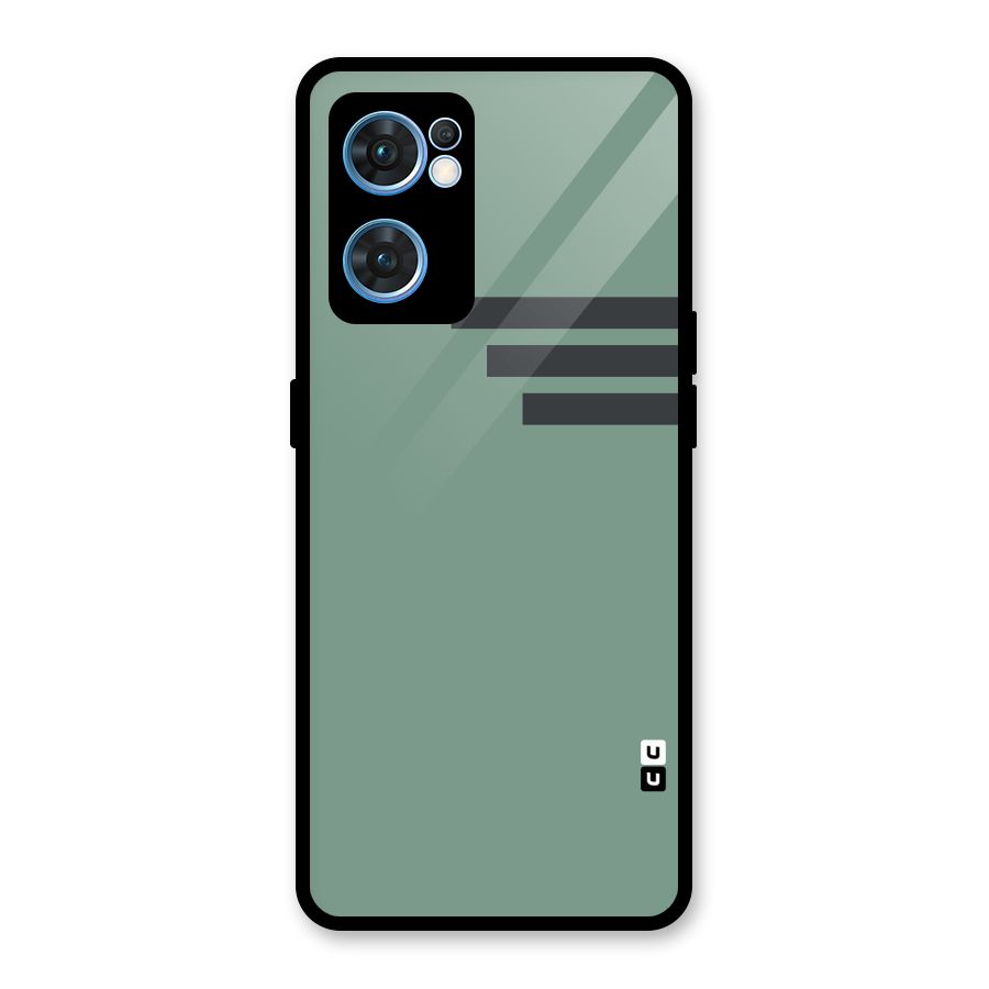 Solid Sports Stripe Glass Back Case for Oppo Reno7 5G