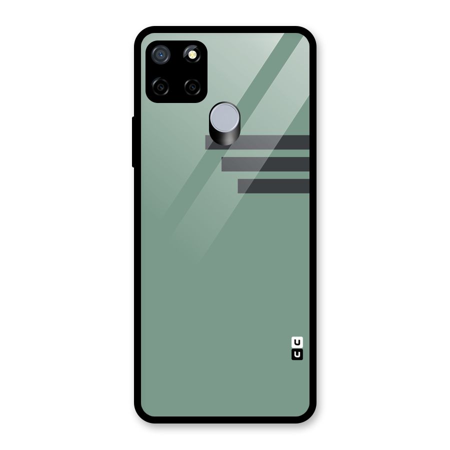 Solid Sports Stripe Glass Back Case for Realme C15