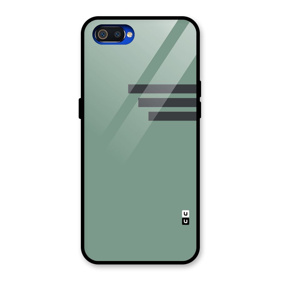 Solid Sports Stripe Glass Back Case for Realme C2