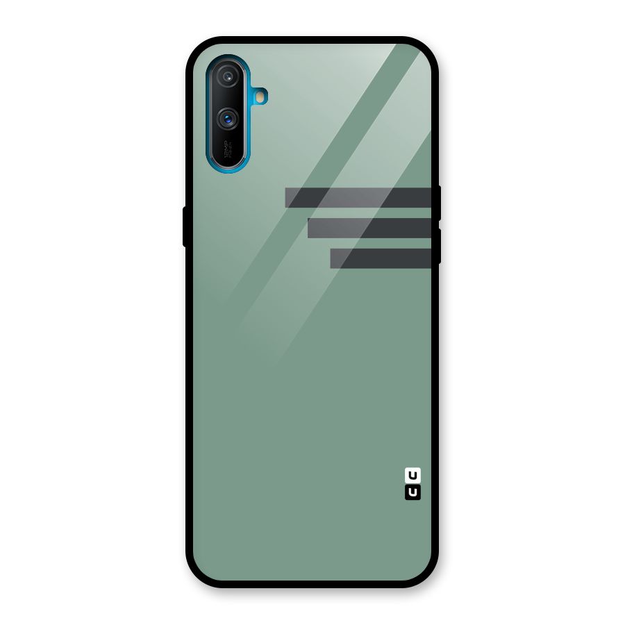 Solid Sports Stripe Glass Back Case for Realme C3