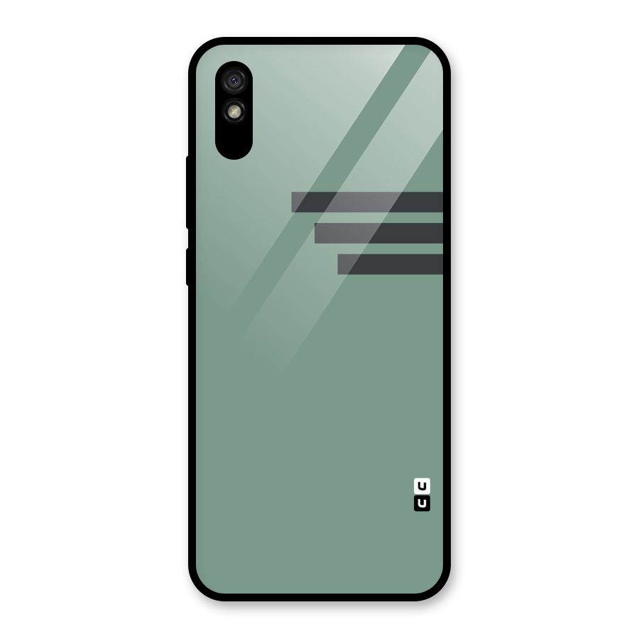 Solid Sports Stripe Glass Back Case for Redmi 9A