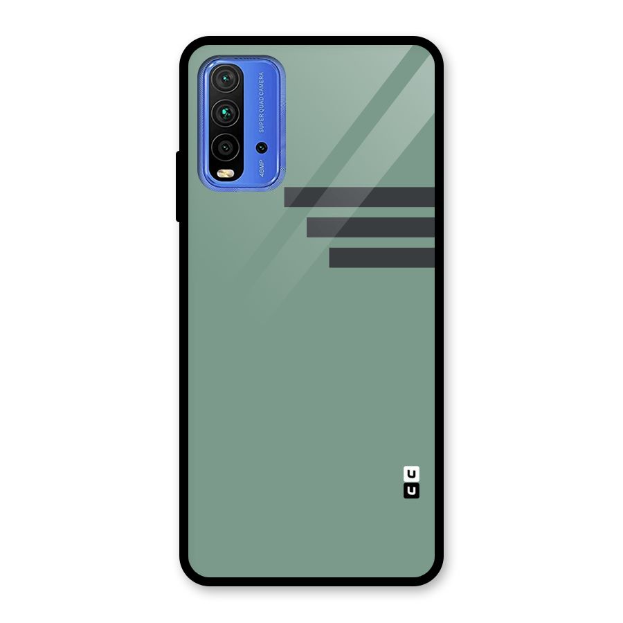 Solid Sports Stripe Glass Back Case for Redmi 9 Power