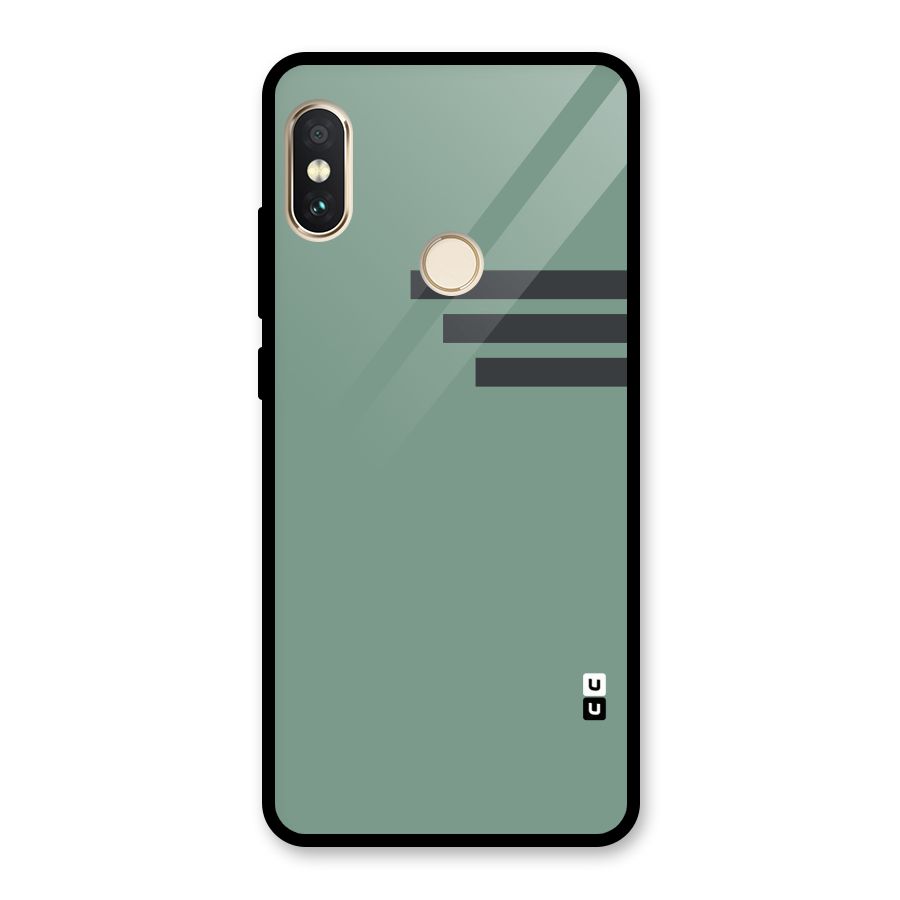 Solid Sports Stripe Glass Back Case for Redmi Note 5 Pro