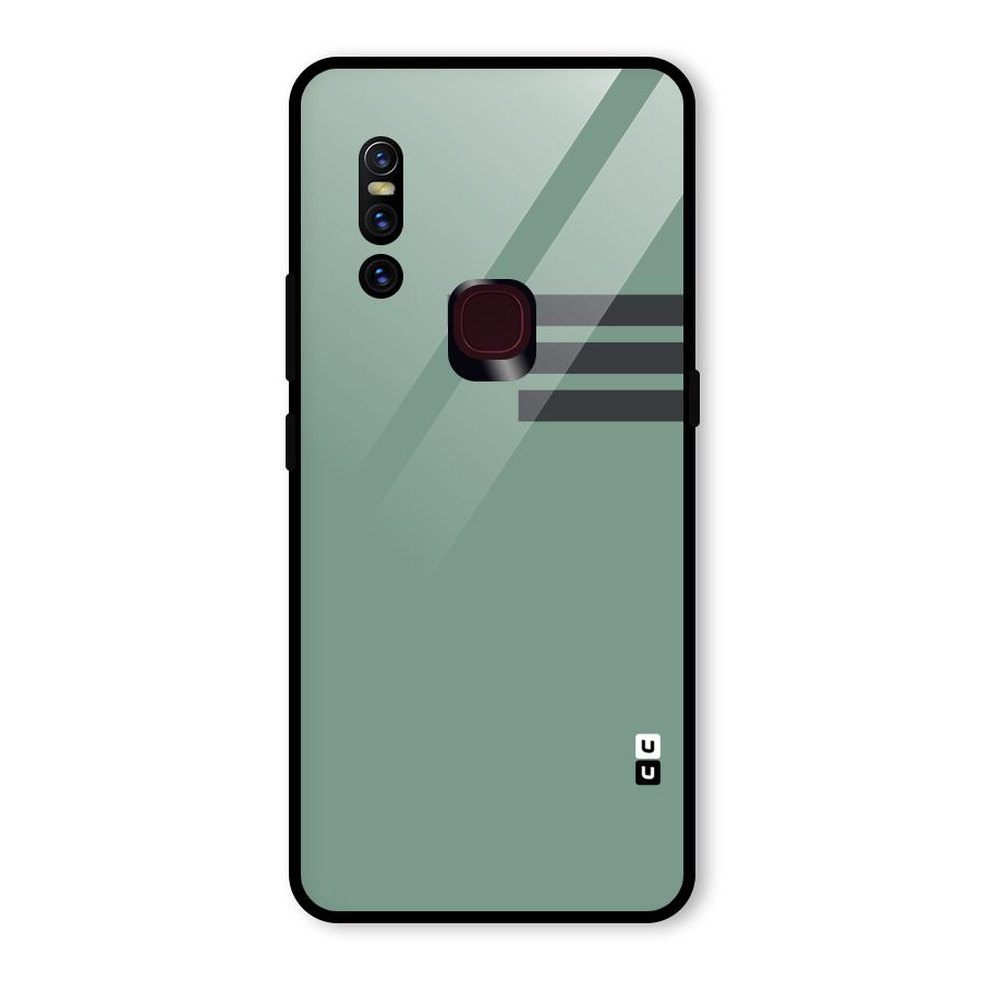 Solid Sports Stripe Glass Back Case for Vivo V15