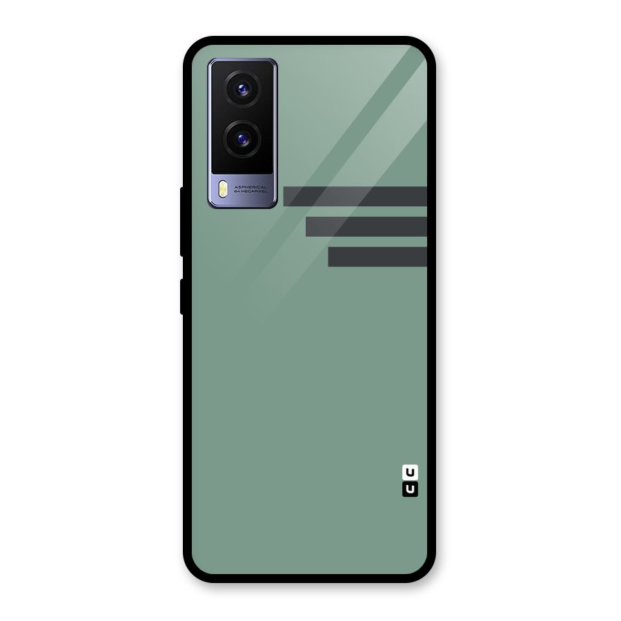 Solid Sports Stripe Glass Back Case for Vivo V21e 5G