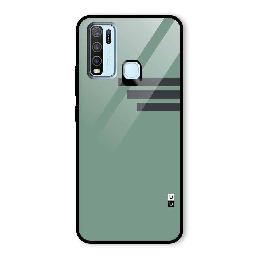 Solid Sports Stripe Glass Back Case for Vivo Y50