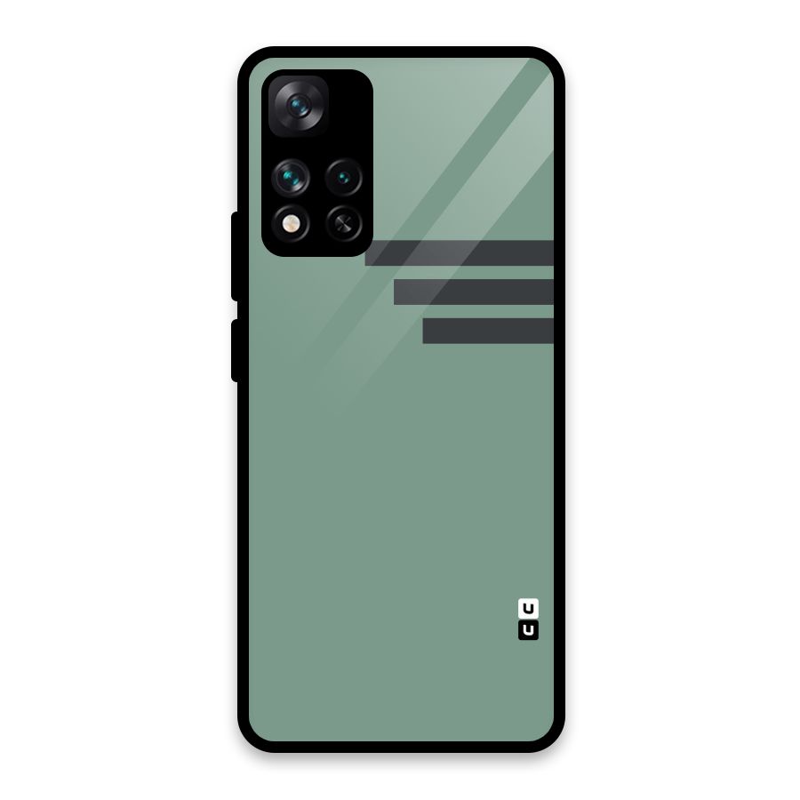 Solid Sports Stripe Glass Back Case for Xiaomi 11i 5G