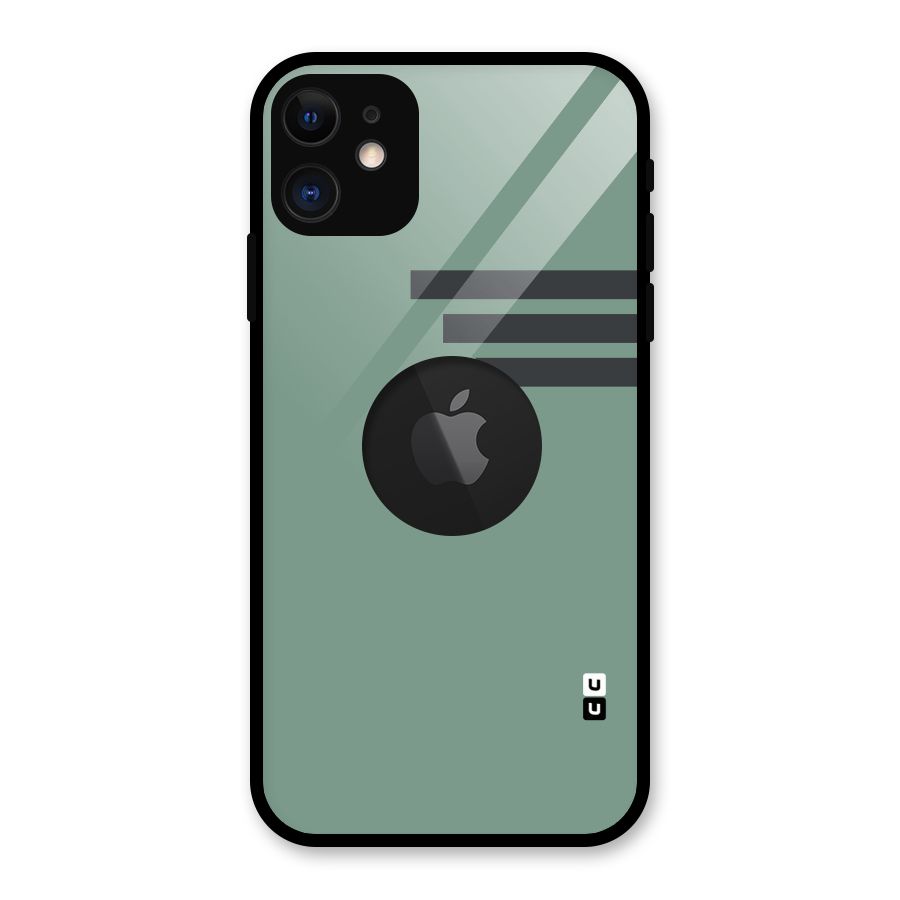 Solid Sports Stripe Glass Back Case for iPhone 11 Logo Cut