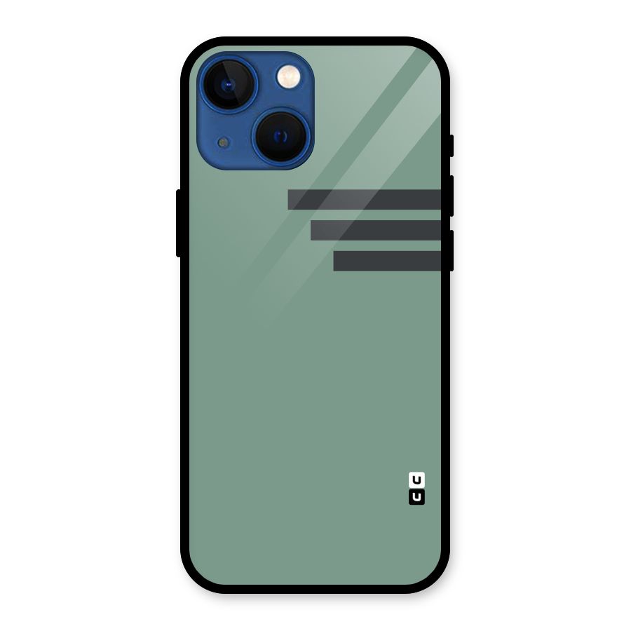 Solid Sports Stripe Glass Back Case for iPhone 13 Mini