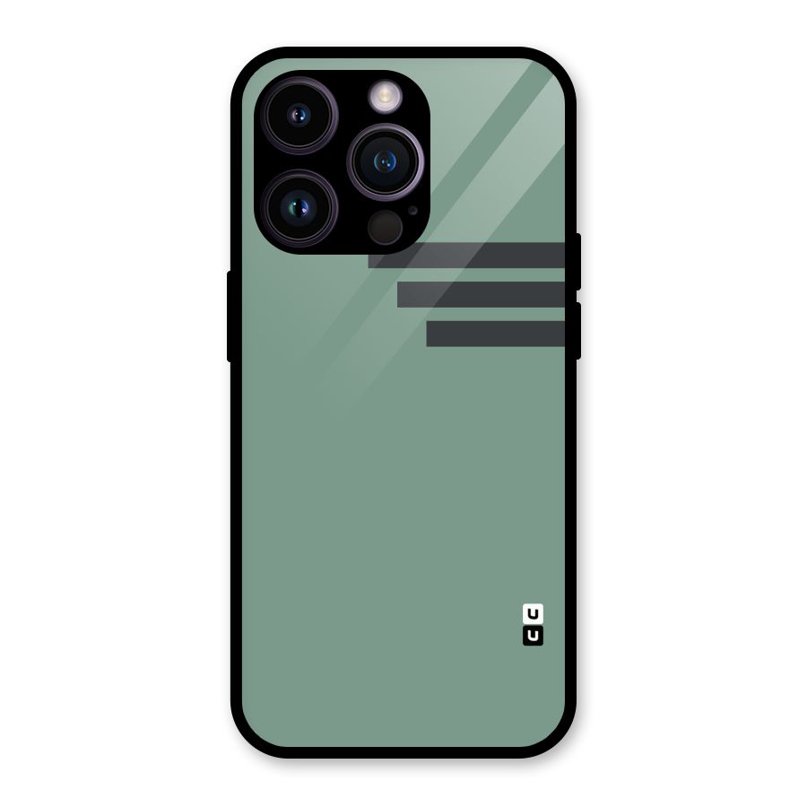 Solid Sports Stripe Glass Back Case for iPhone 14 Pro