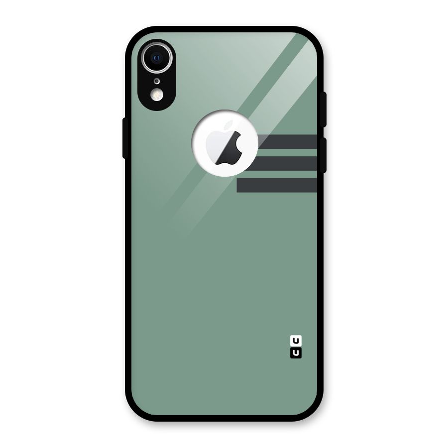Solid Sports Stripe Glass Back Case for iPhone XR Logo Cut