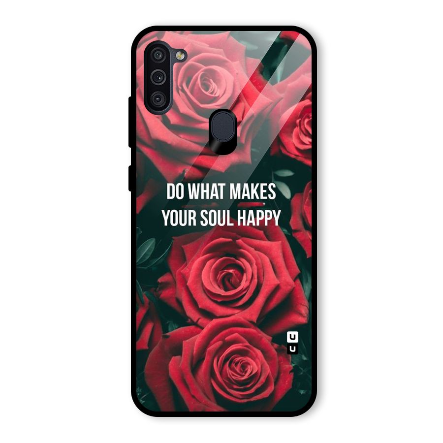 Soul Happy Glass Back Case for Galaxy M11