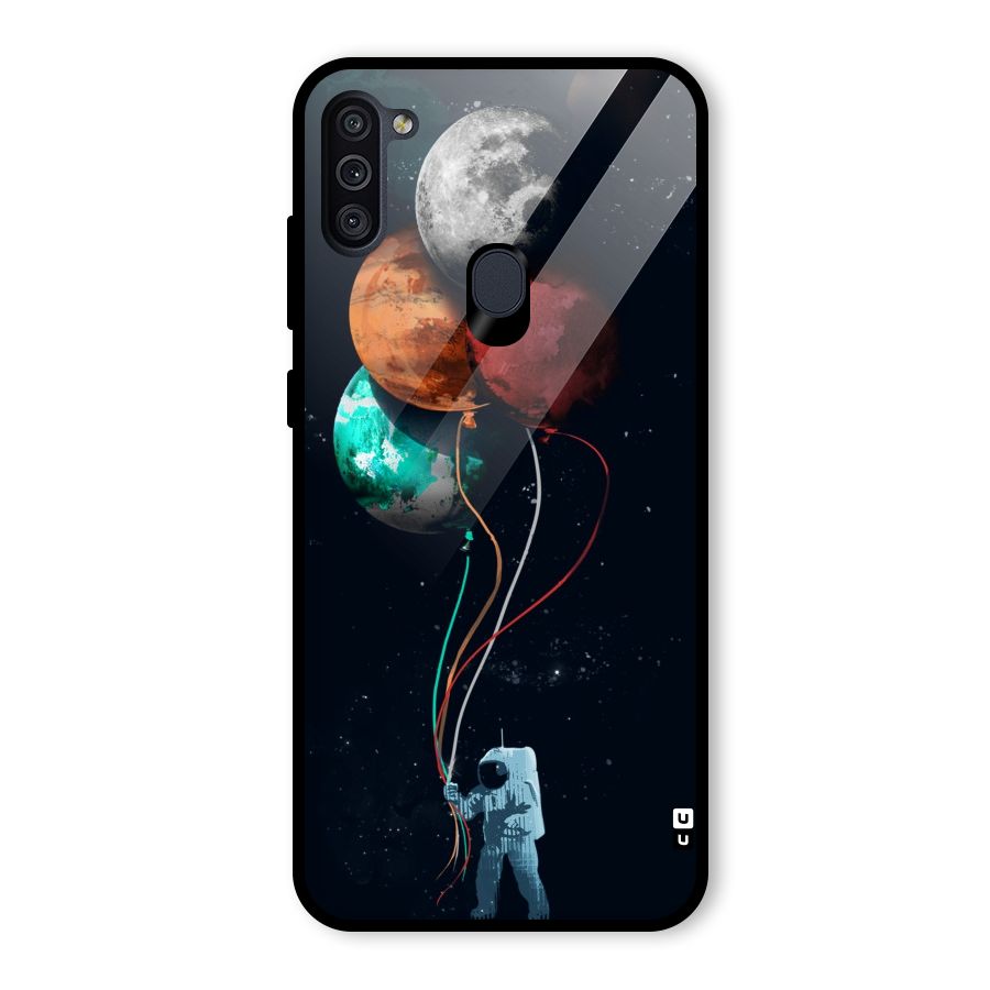 Space Balloons Glass Back Case for Galaxy M11