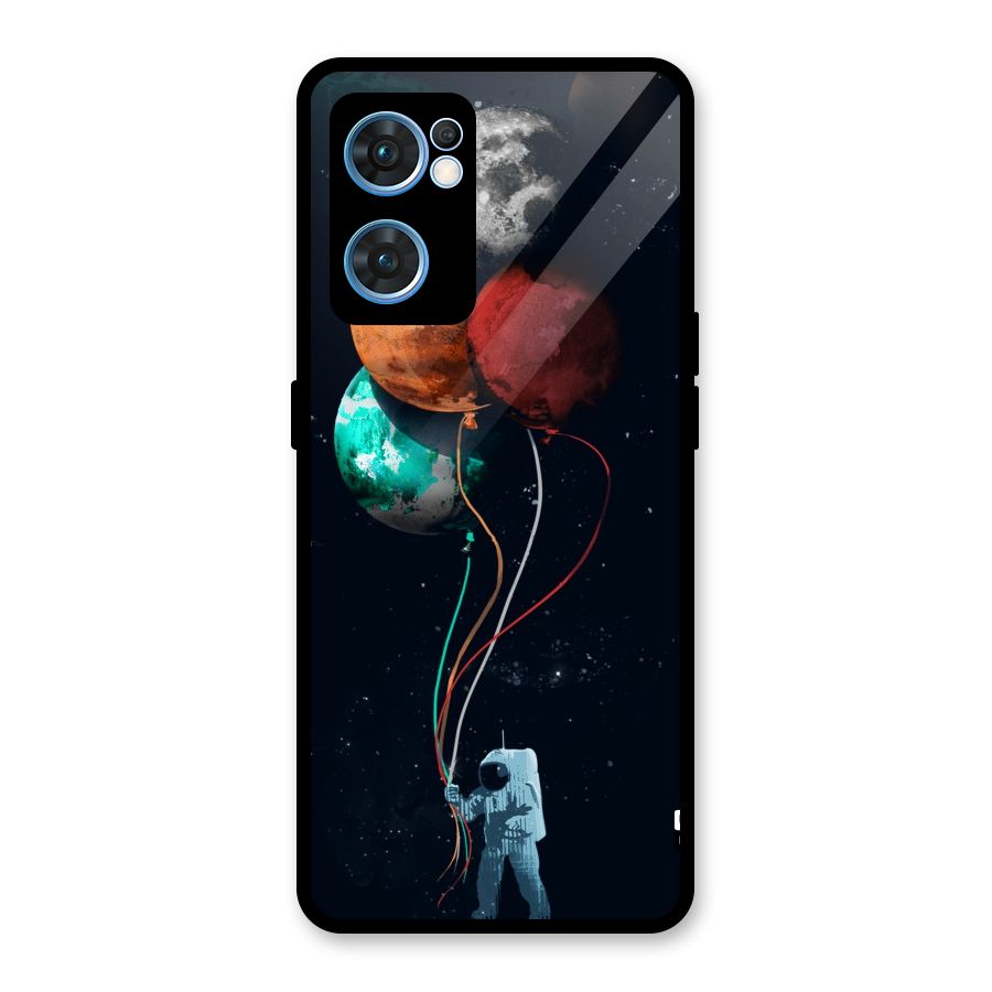 Space Balloons Glass Back Case for Oppo Reno7 5G