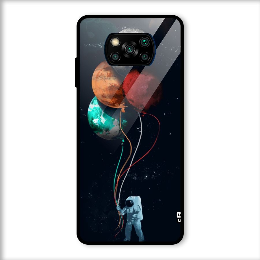 Space Balloons Glass Back Case for Poco X3
