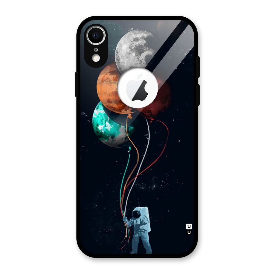 Space Balloons Glass Back Case for iPhone XR Logo Cut