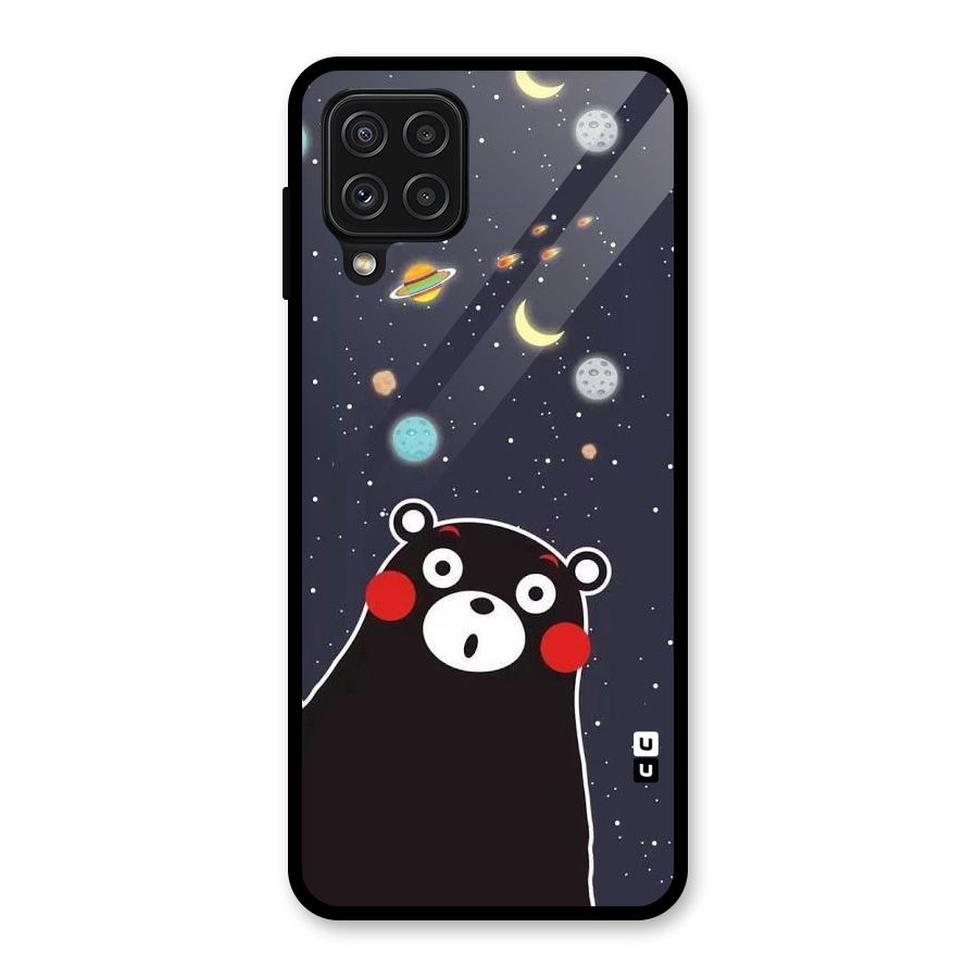 Space Bear Glass Back Case for Galaxy A22 4G