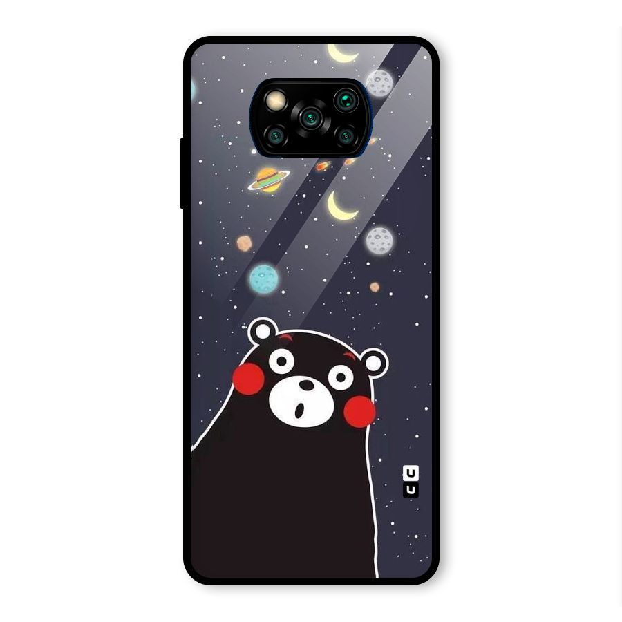 Space Bear Glass Back Case for Poco X3 Pro