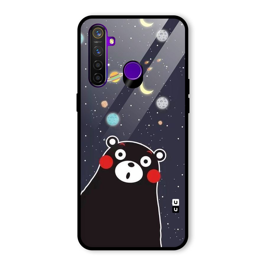 Space Bear Glass Back Case for Realme 5 Pro