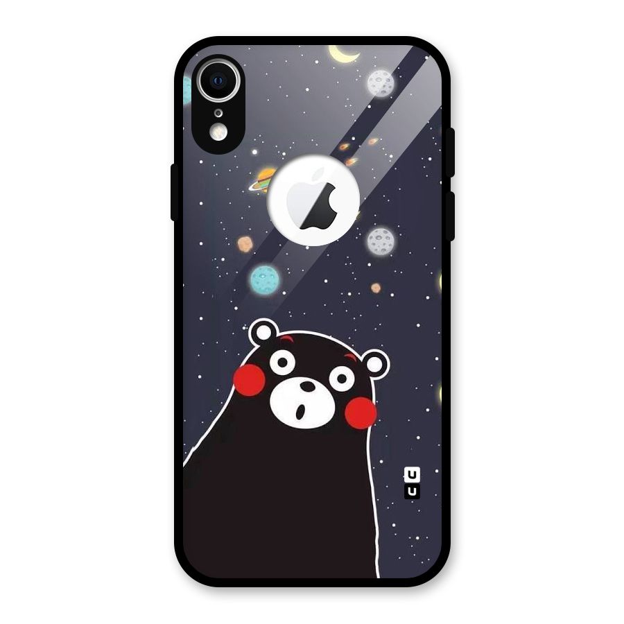 Space Bear Glass Back Case for iPhone XR Logo Cut