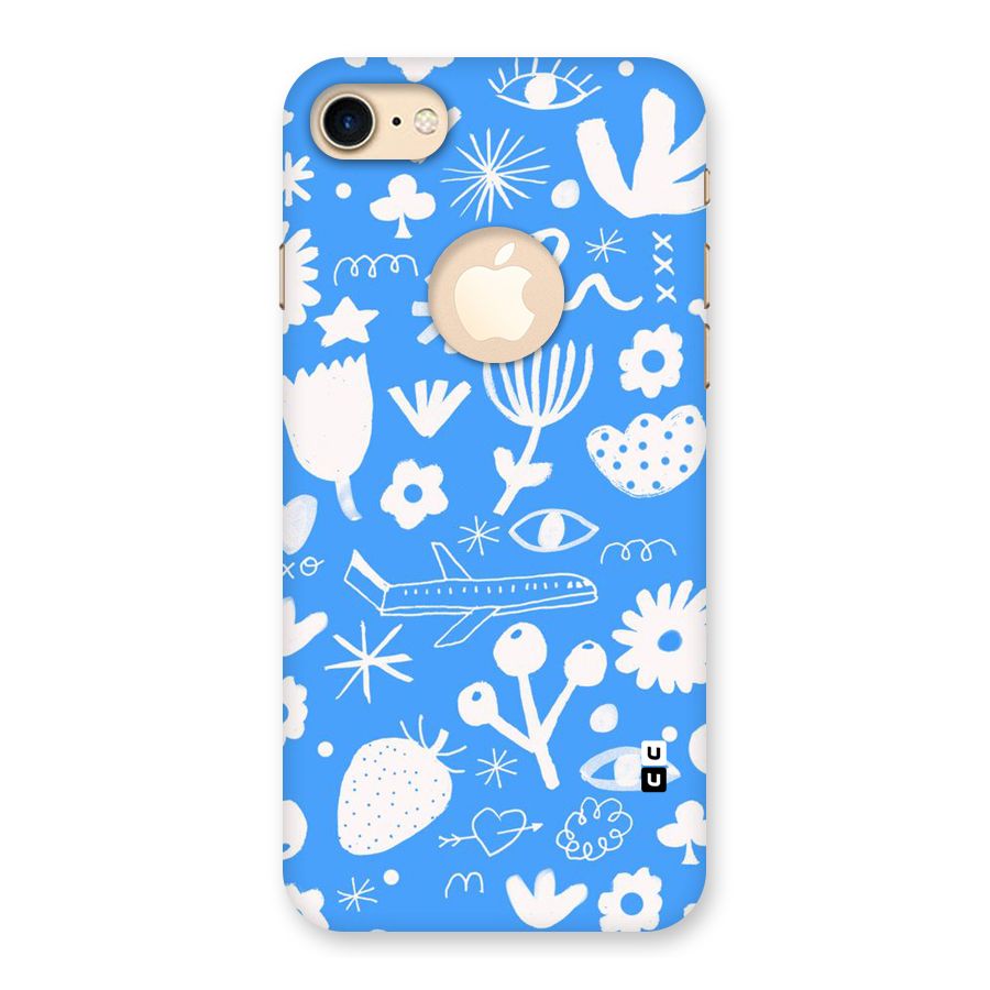 Space Blue Pattern Back Case for iPhone 7 Logo Cut