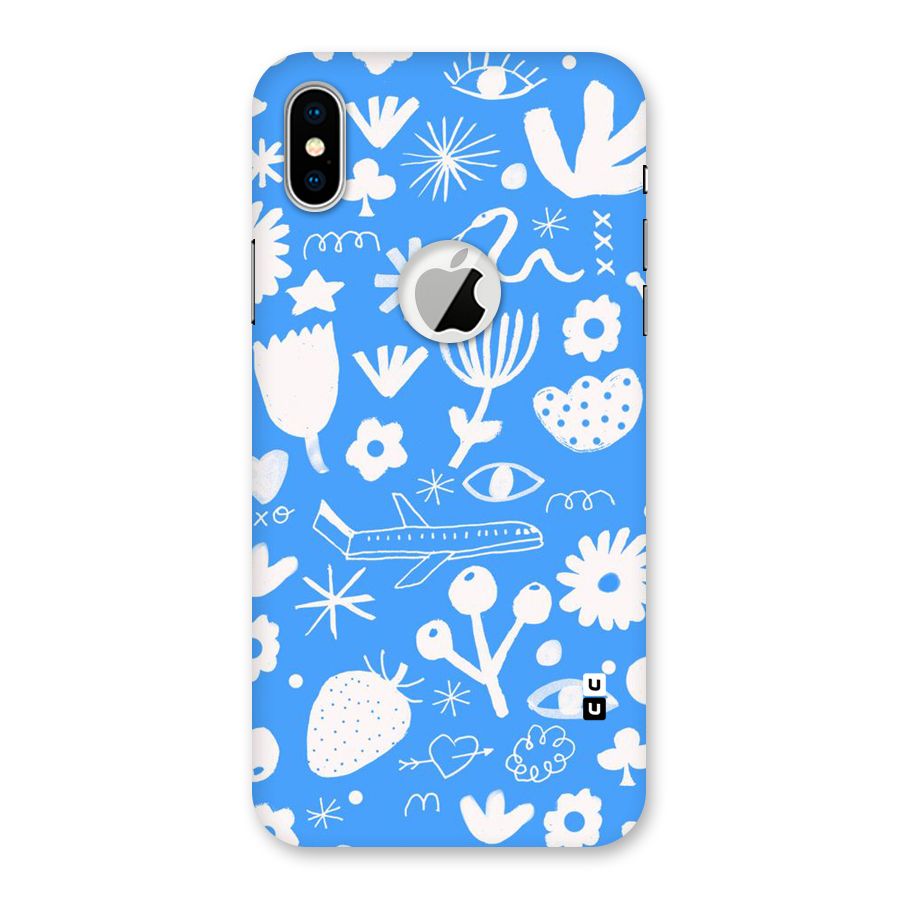 Space Blue Pattern Back Case for iPhone X Logo Cut