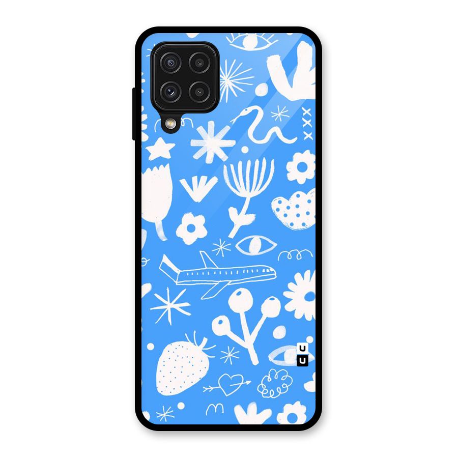 Space Blue Pattern Glass Back Case for Galaxy A22 4G
