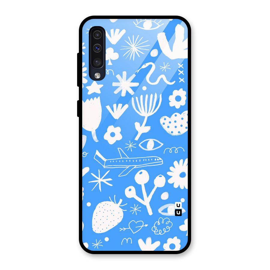 Space Blue Pattern Glass Back Case for Galaxy A30s