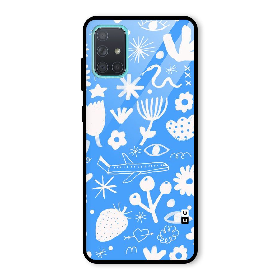 Space Blue Pattern Glass Back Case for Galaxy A71