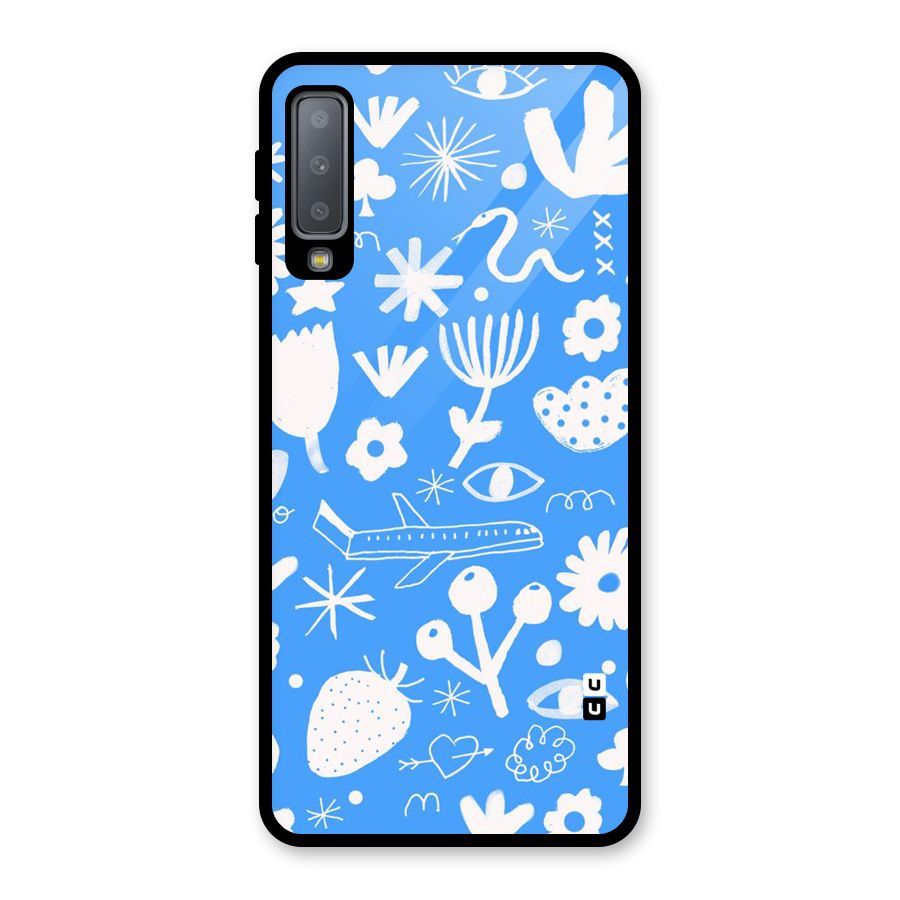 Space Blue Pattern Glass Back Case for Galaxy A7 (2018)
