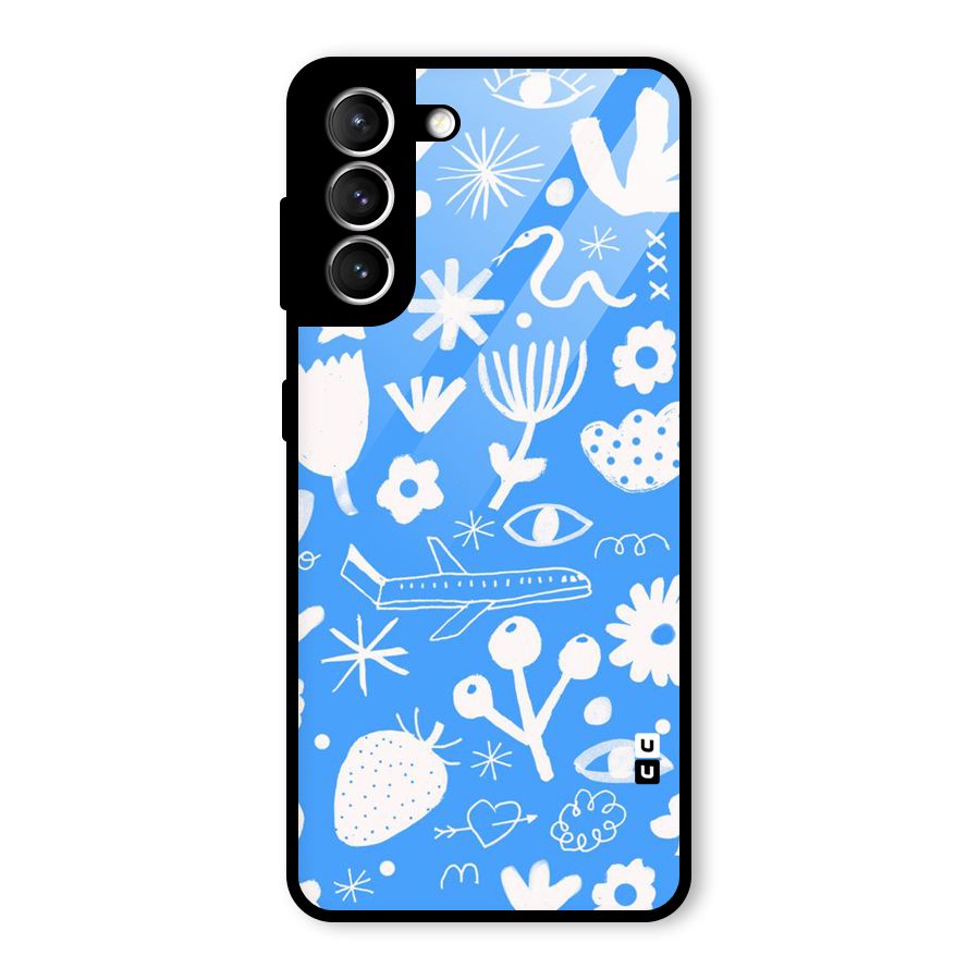 Space Blue Pattern Glass Back Case for Galaxy S21 5G