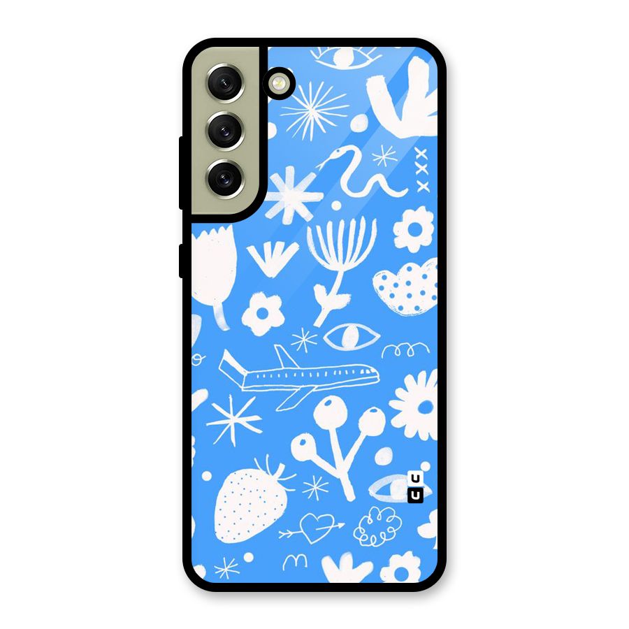 Space Blue Pattern Glass Back Case for Galaxy S21 FE 5G