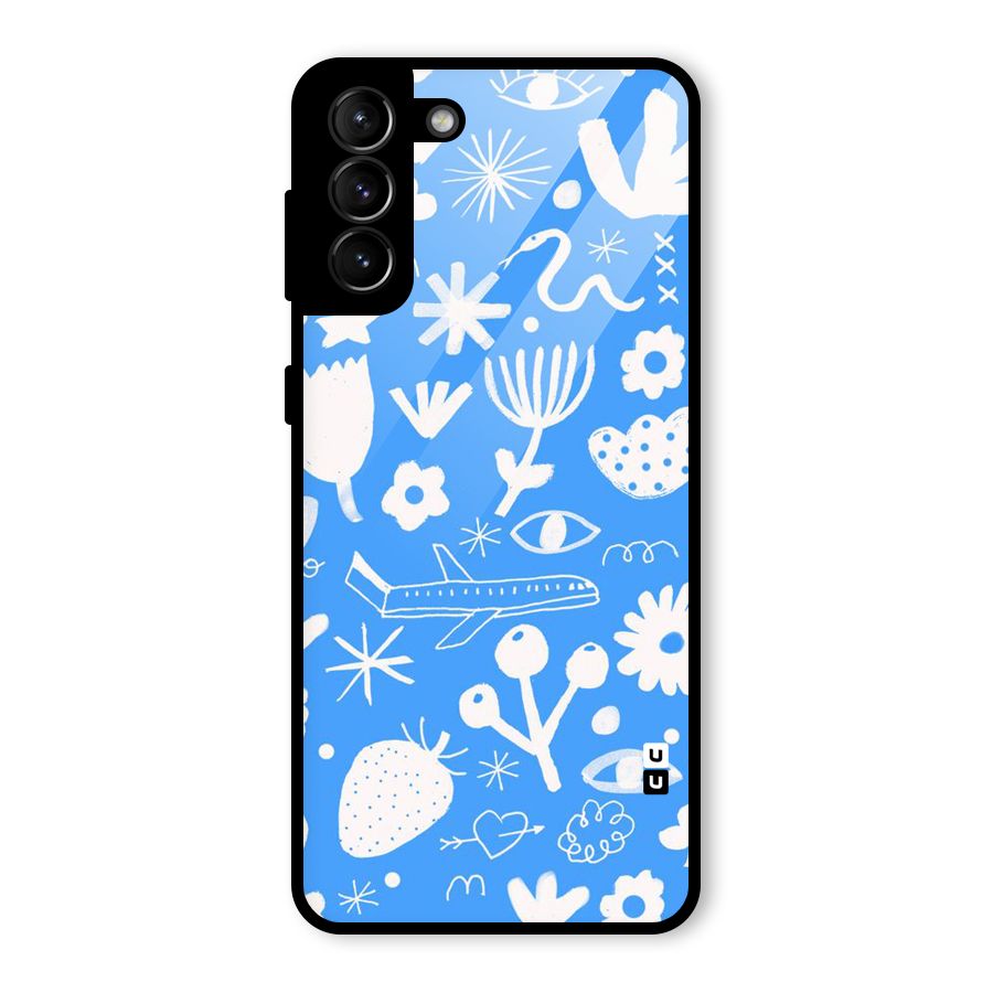 Space Blue Pattern Glass Back Case for Galaxy S21 Plus