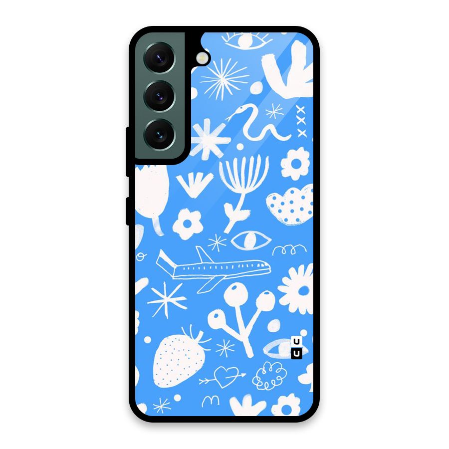 Space Blue Pattern Glass Back Case for Galaxy S22 5G