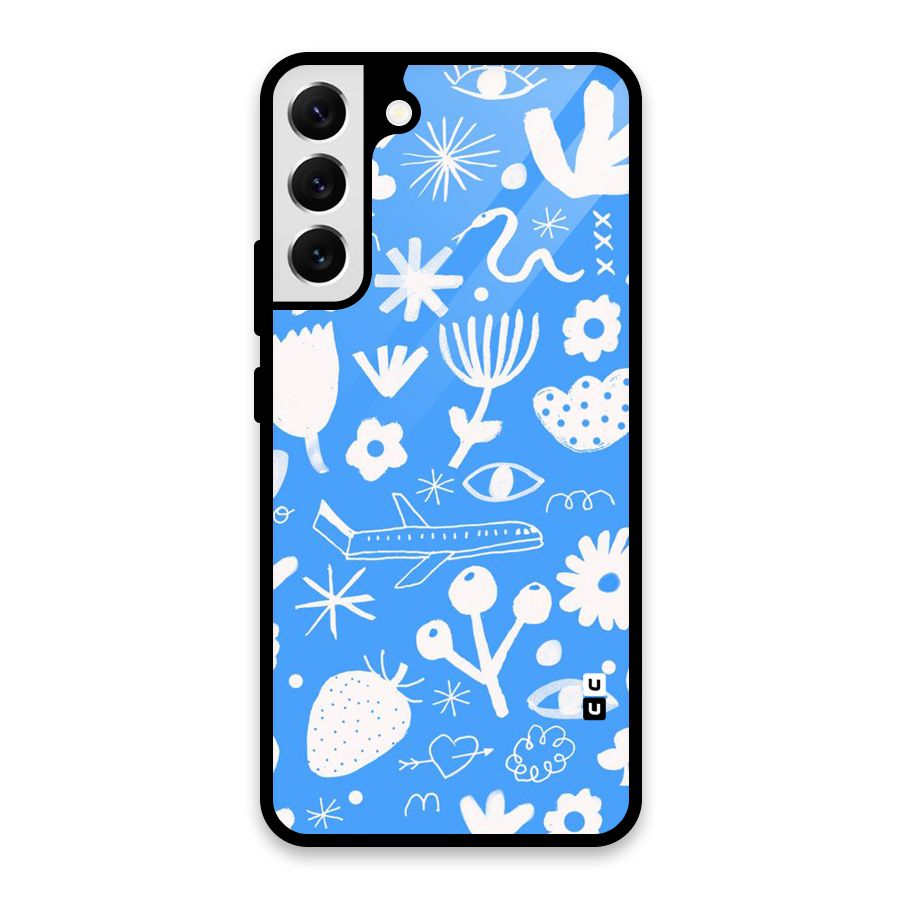 Space Blue Pattern Glass Back Case for Galaxy S22 Plus 5G