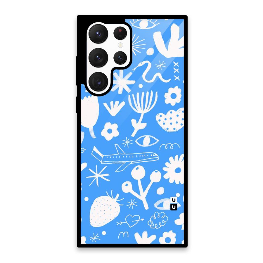 Space Blue Pattern Glass Back Case for Galaxy S22 Ultra 5G