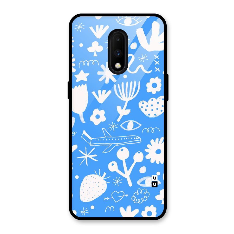 Space Blue Pattern Glass Back Case for OnePlus 7