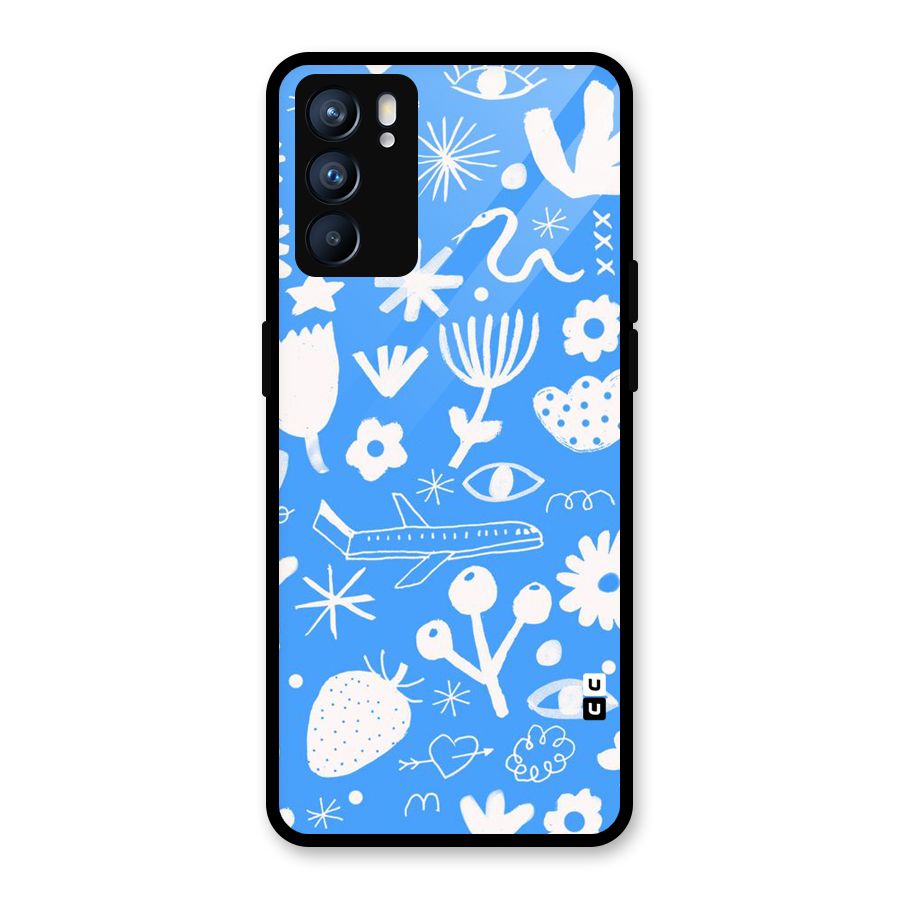 Space Blue Pattern Glass Back Case for Oppo Reno6 5G
